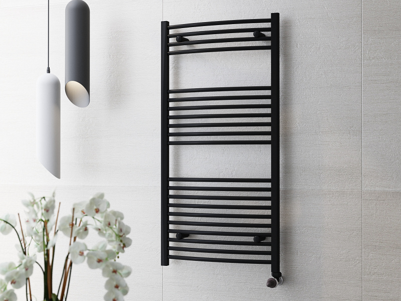 Törölközőszárító radiátor 120cm * 60cm Íves, fekete