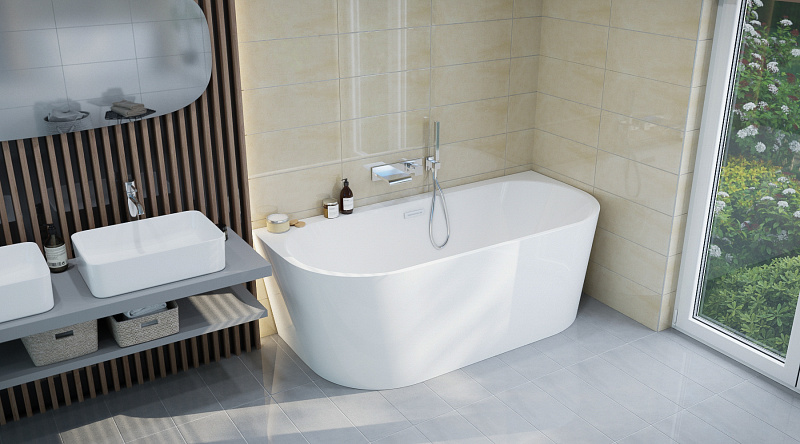 OCEANO Akril szabadonálló fürdőkád, térkád 170x75cm