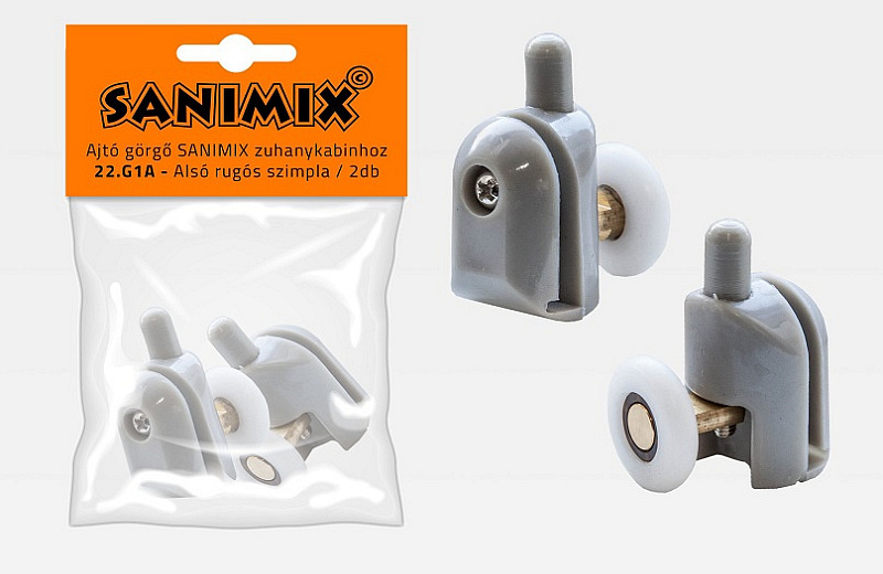 Alsó görgő zuhanykabinhoz, 21 mm, rugós, szimpla 2db/cs.