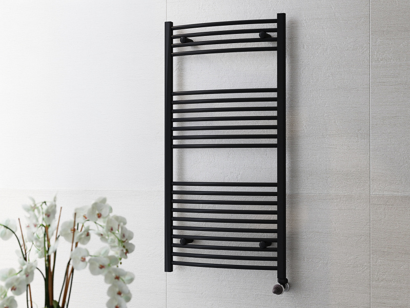 Törölközőszárító radiátor 140cm * 60cm Íves, fekete